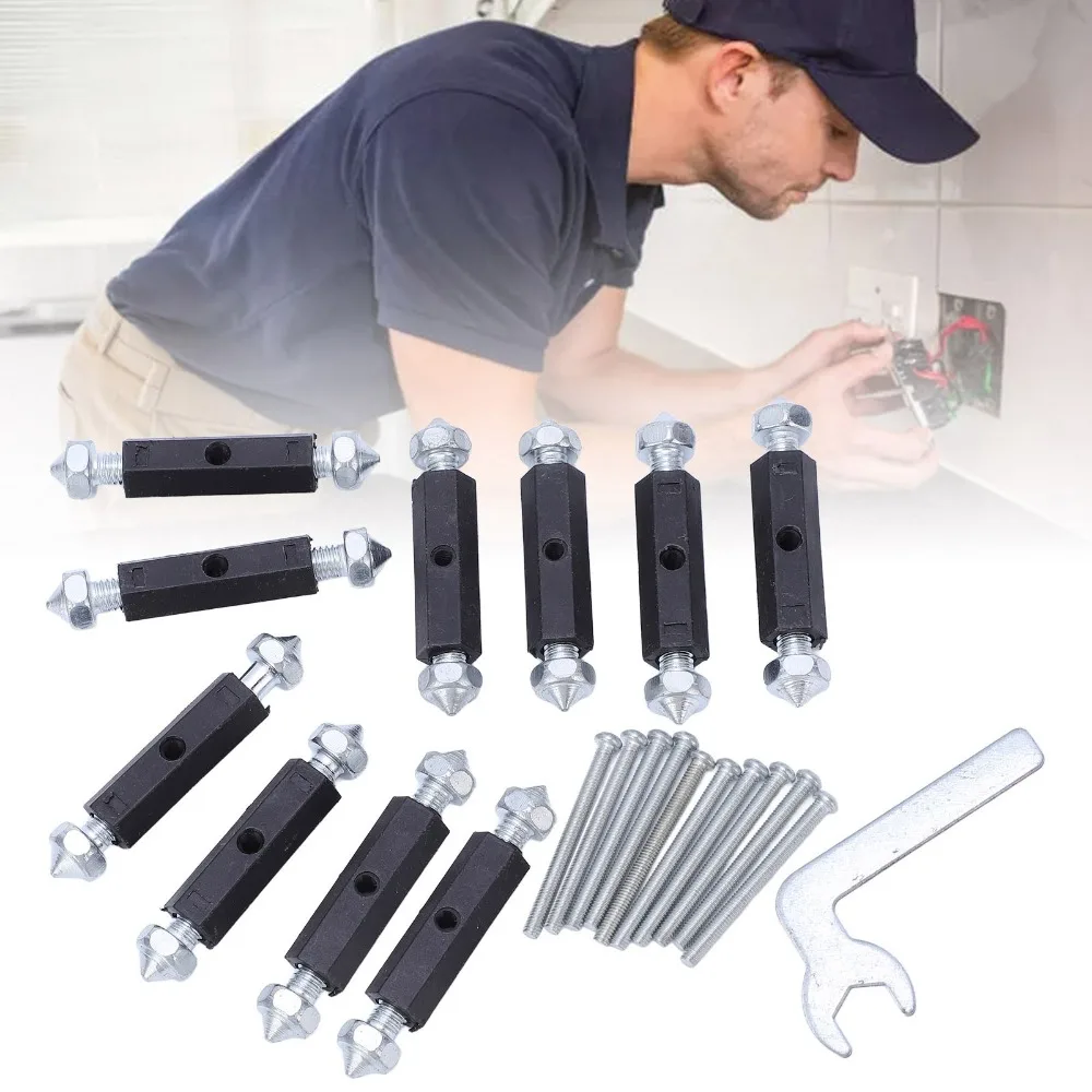 10pcs Concealed Box Electrical Box Repairer Insulation Support Rod With Wrench Wall Electrical Box Screw Tool