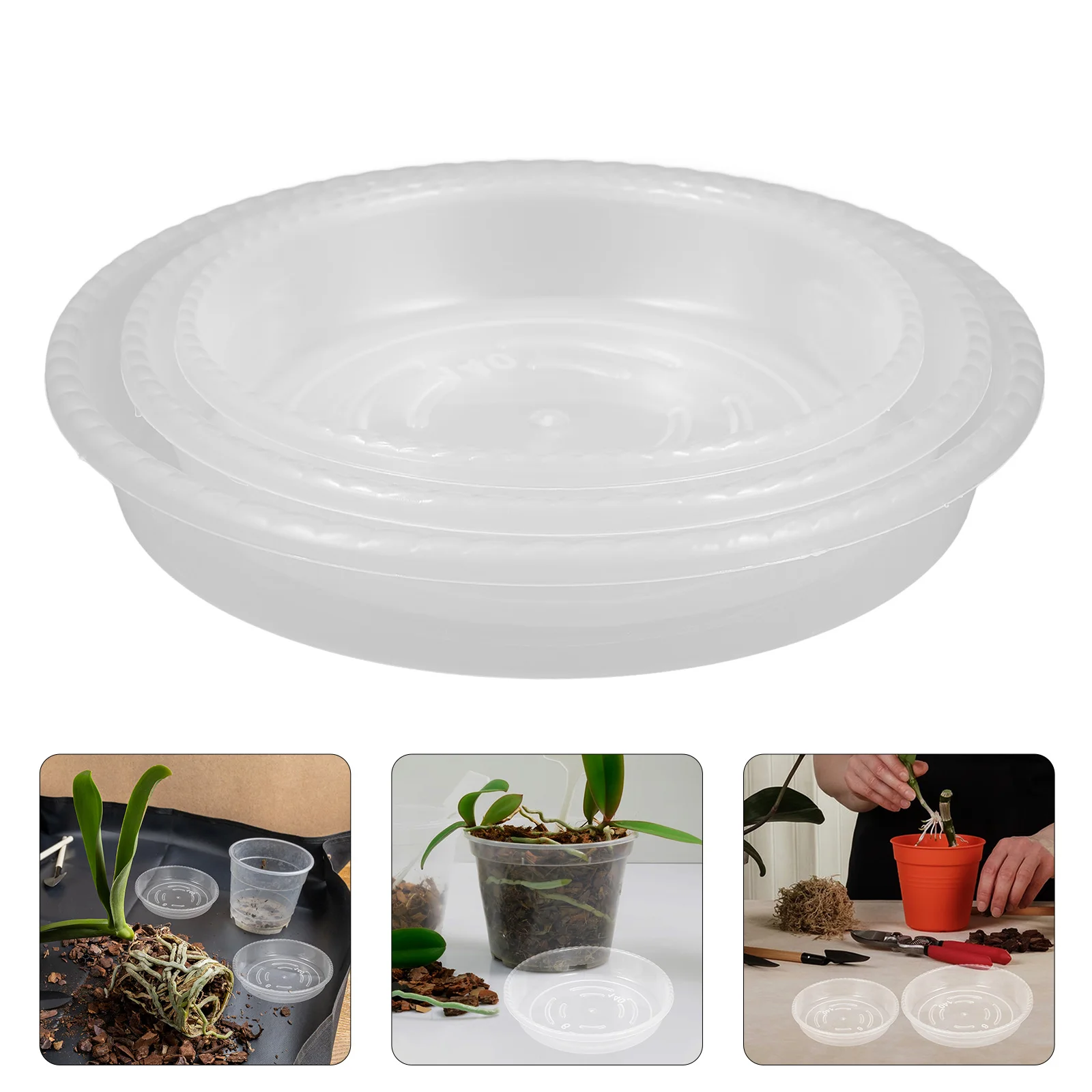 

9 Pcs Plastic Planter Tray Catchers Trays Dishes to Water Clear Saucer Pot Flower