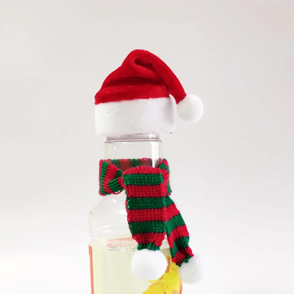 

8 pcs Mini Christmas Scarf for Pets Bottle Decorative Knitted Necktie Accessory Little Snowman Holiday Props