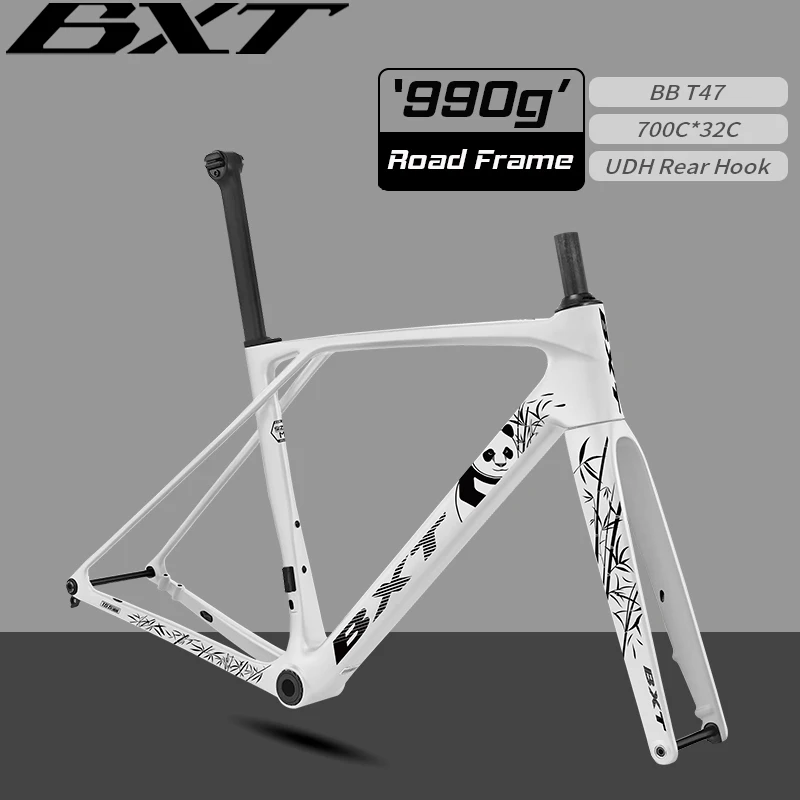 

BXT Carbon Fibre T1000 Road Frameset Full Internal Routing frame Disc Brake F/R Road Frame size XS/S/M/ML/L/XL fit 700Cx32C