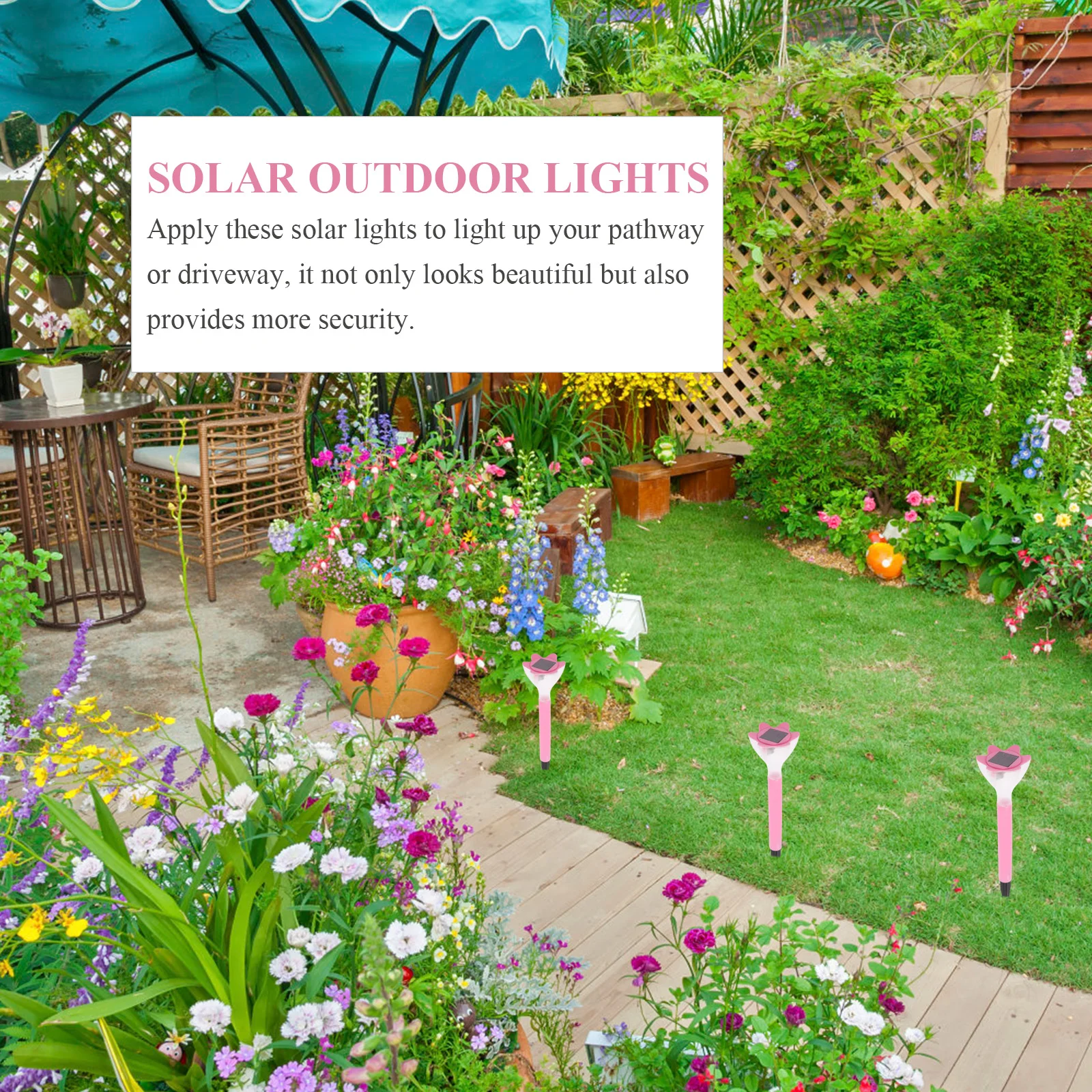 

2pcs Solar Flower Lights Beautiful Garden Decorative Plastic Outdoor Pathway Stakes Brighten Yard Driveway Durable Safe Compact