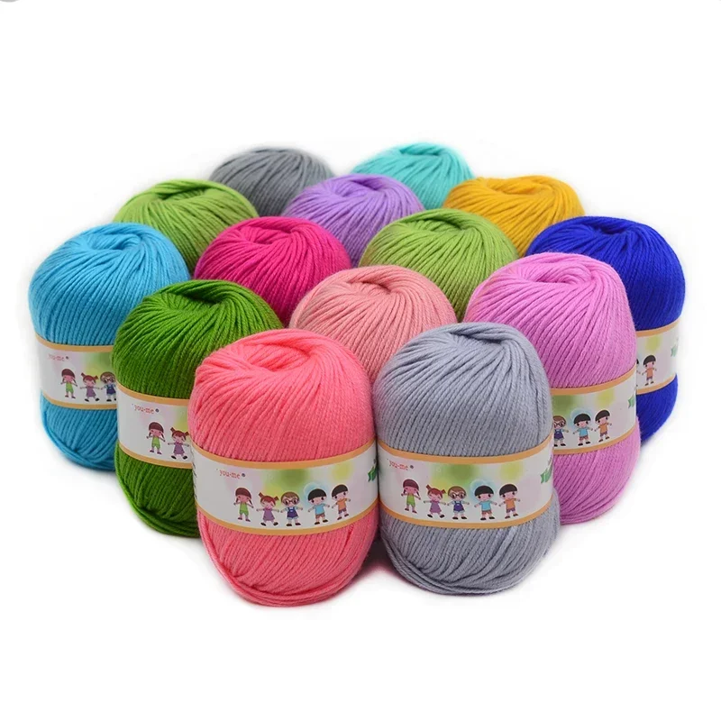 2pcsX50g Knit Yarn for Crochet Doll Yarn Tshirt Cotton Blended Yarn Hand Knitting DIY Sweater