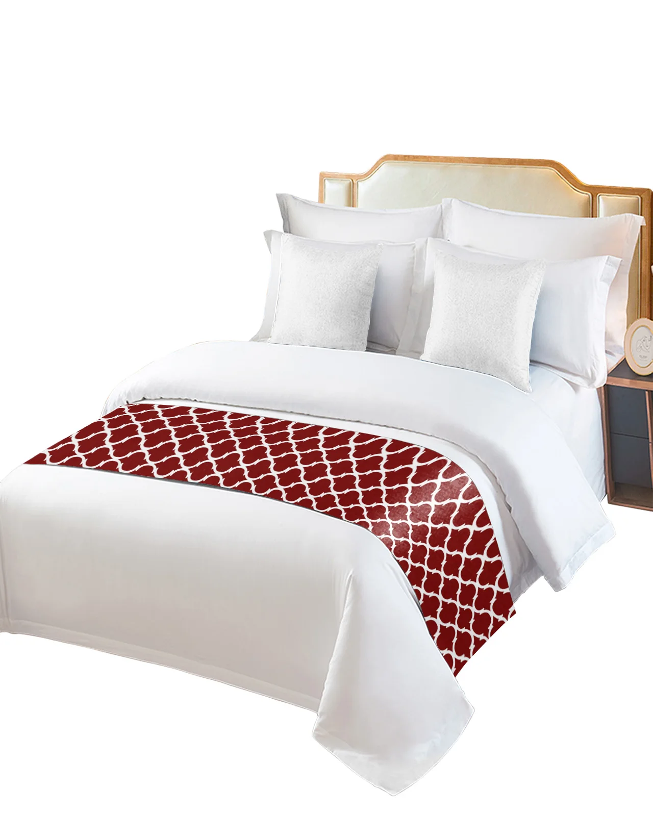 Geometric Morocco Wine Red Bed Runner Home Hotel Decoration Bed Flag Wedding Bedroom Bed Tail Towel