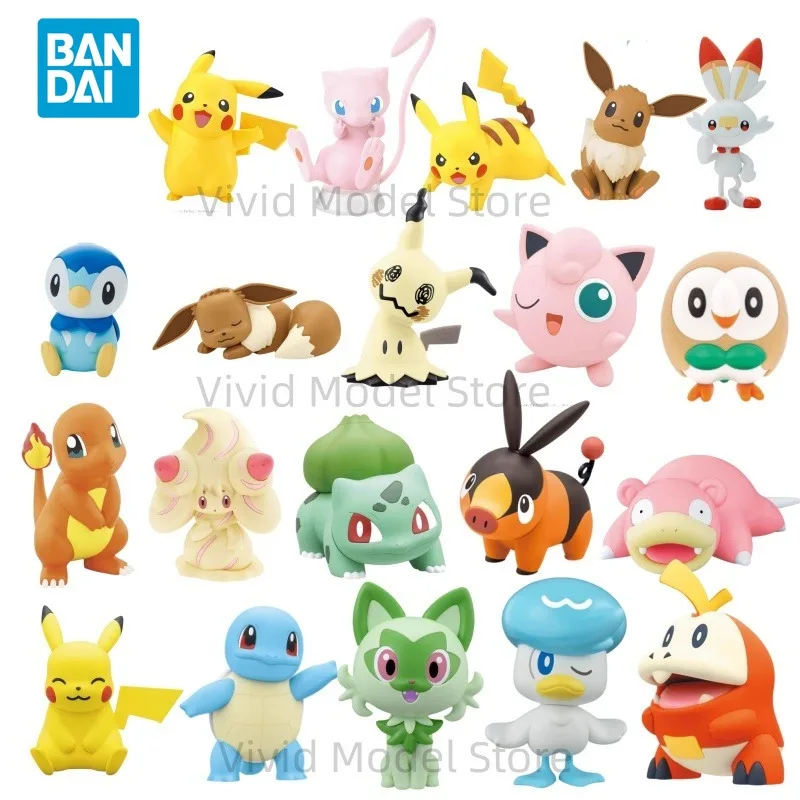 Bandai Genuine Pokemon Figure Model Kit Quick Eevee Alcremie Tepig Bulbasaur Charmander Jigglypuff Piplup Pikachu For Kids Gift