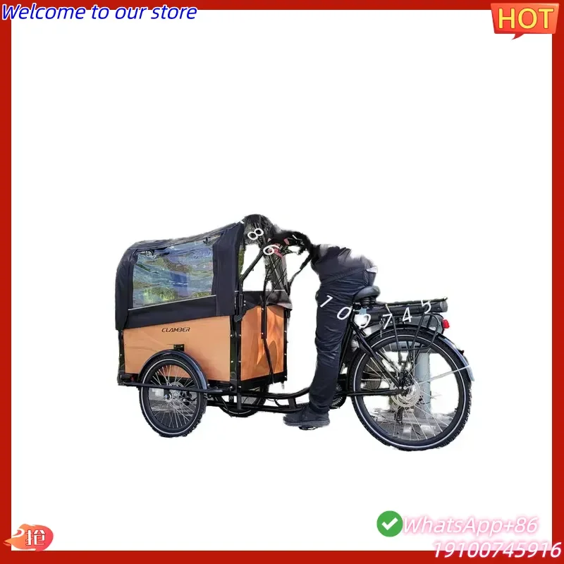2026Hot NANYANG/CLAMBER Open Ce Three-Wheeled Single Speed Cargo Rickshaw Hi-Ten Trike 250W Motor Power 36V Rear Carrier
