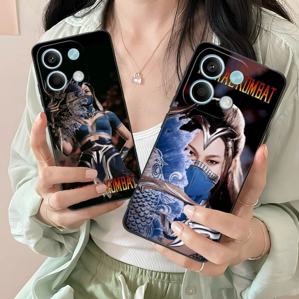 Mortal Kombat Kitana Mobile Cell Phone Case for Xiaomi Redmi 14 13 13C 12 12C 10 10C A1 A2 A3 Plus 5G Black Phone Cover Shell