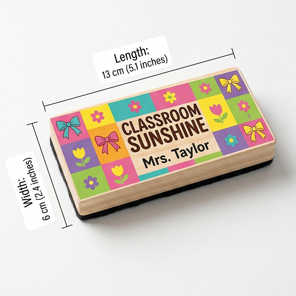 Custom Teacher Whiteboard Eraser,Personalized Text,Wooden,Lightweight & Durable,Teachers,Classroom Use,Back to School Gift