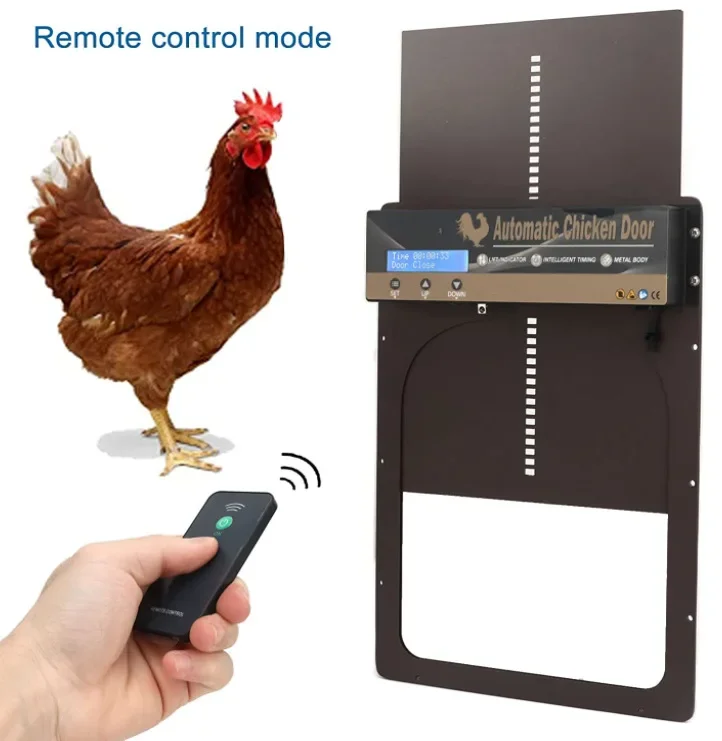 Solar remote control switch, timed automatic chicken coop door, anti pinch, light sensitive aluminum alloy chicken coop door