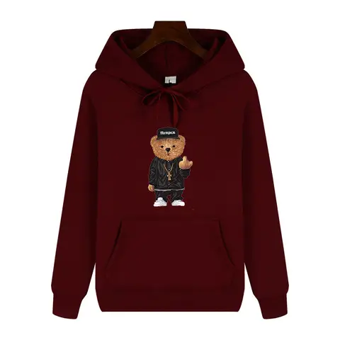 New Spring and Autumn Men and Women's Korean Style Trendy Printed Bear Casual Sportswear Couples