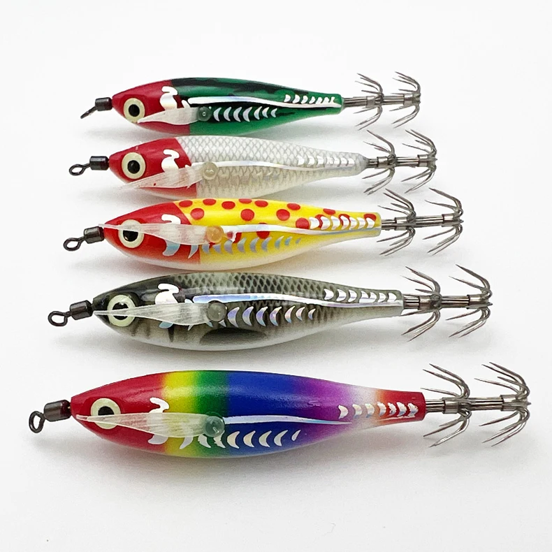 ShareShark 5 Stück/Box 8CM/5.3G Garnelenköder mit Tintenfisch-Jighaken, Drehgelenk, Leuchtend, Realistisch, Bionischer Kunstköder – Detail 18