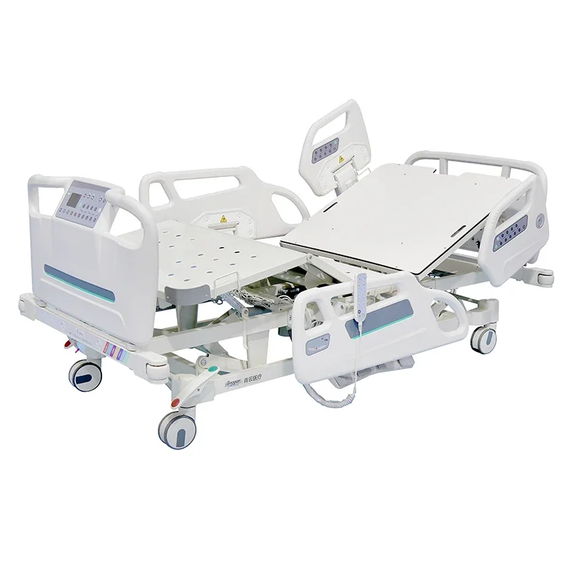 Healthy Care Equipment Manual & Electric Nursing Bed with ABS Bedside Caster Steel & Metal Medical Bed for ICU Hospital Use