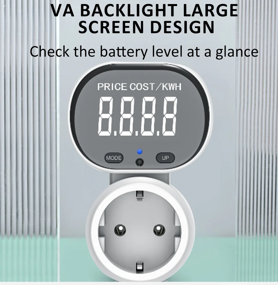 230V Power Meter Wattmeter Socket European Standard Rotatable Screen Power Metering Socket Simple Intelligent Billing Socket ﻿