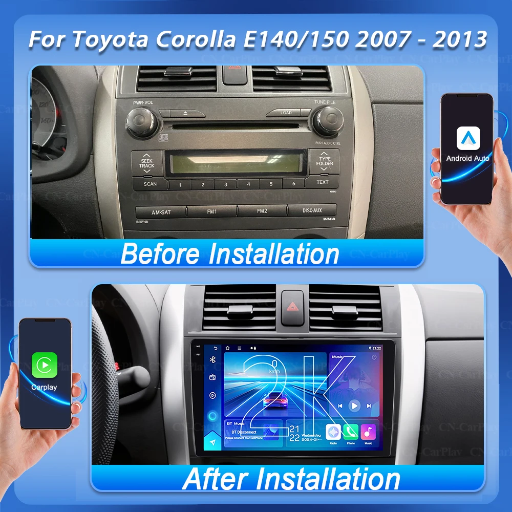 For Toyota Corolla E140/150 2007-2013 For Toyota Auris E150 2006-2012 Car Android 16 Auto Radio Stereo Head Unit Multimedia Play
