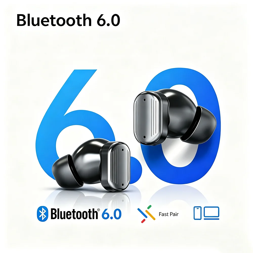 KEBIDUMEI Bluetooth 6.0 In-Ear Earbuds Mini True Wireless Headphones ANC Noise Cancellation Earphones IPX7 Waterproof Headsets