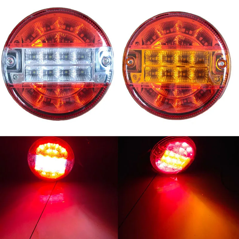 

2pcs 24V Universal 20LED Car Tail Trailer Lights Truck Caravan Taillight Rear Brake Stop Indicate Turn Signal Lamp Round Led 24V