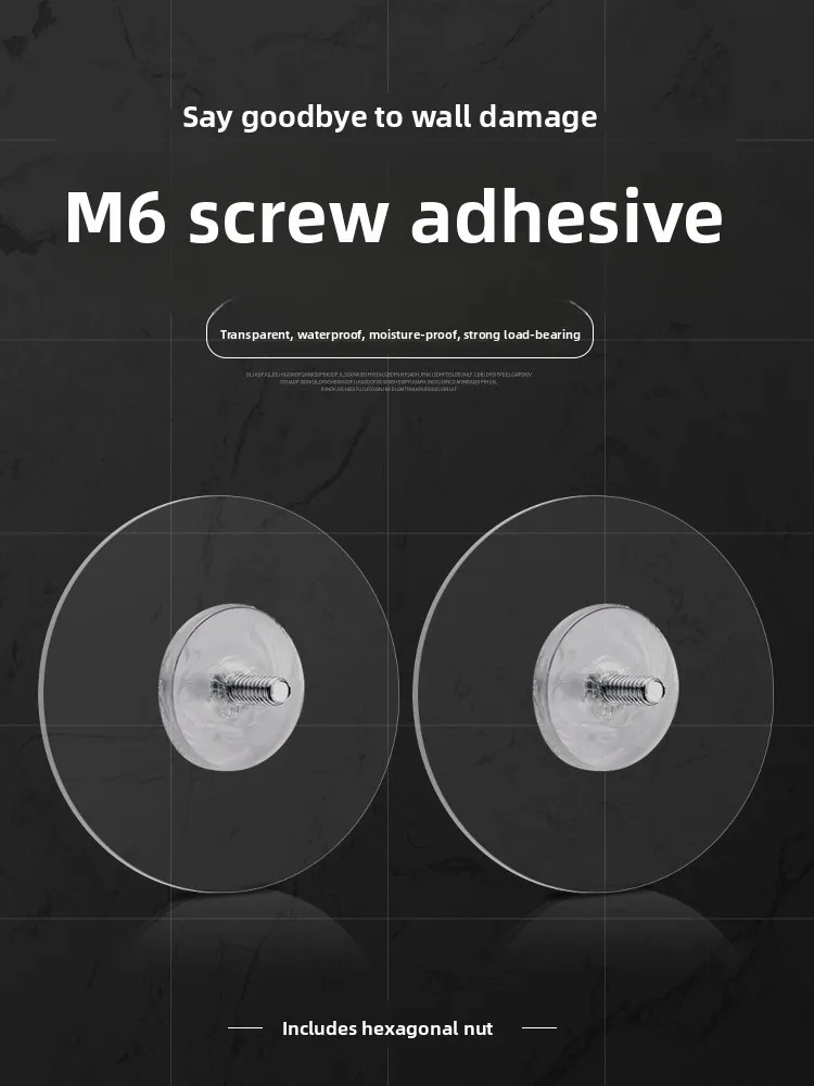 Strong Adhesive No-Drill Wall Hooks M6 Screw Stickers Waterproof Bathroom Kitchen Organizer Stick on Wall Hooks No Trace