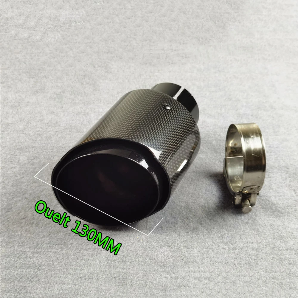 1 Piece Remus Exhaust Pipe Car Universal Out 130MM Length 185MM Carbon Fiber Stainless Steel Muffler Tip Nozzles Rear Tailpipe