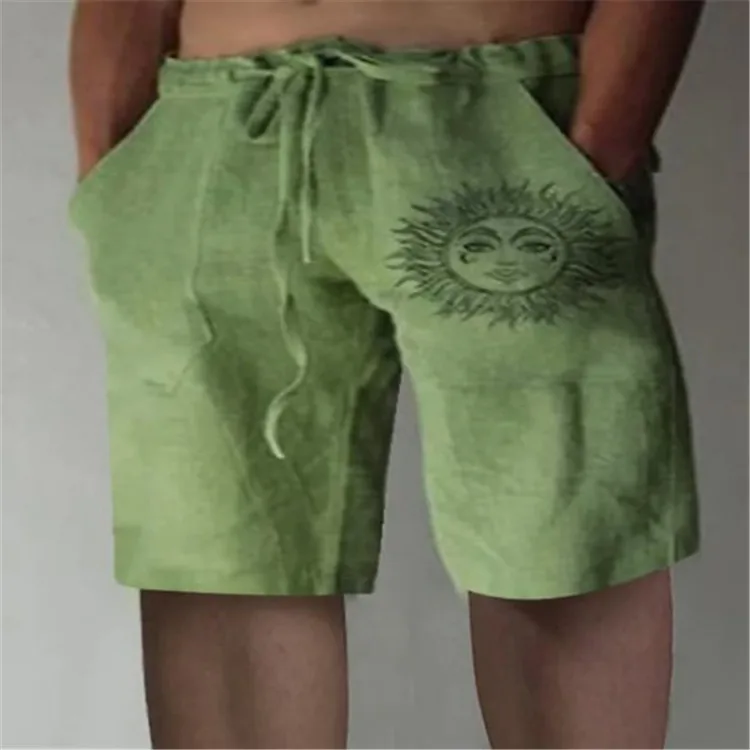 شورت رجالي غير رسمي فضفاض من القطن والكتان 2025 مادة قطن هاواي مريحة وقابلة للتنفس بناطيل الشاطئ