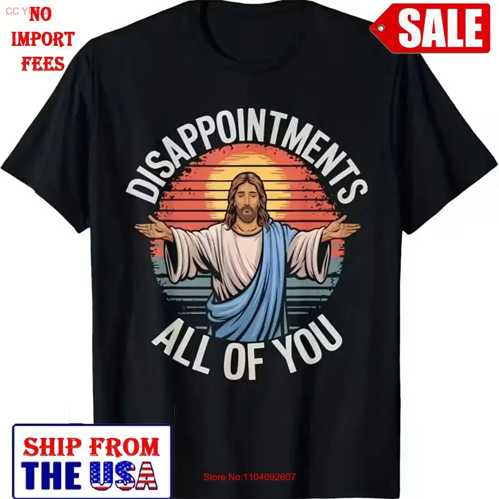 T-shirt humoristique « Jesus Disappointments All of You » – Style sarcastique religieux, vintage, délavé, unisexe, pour le quotidien, légèrement délavé