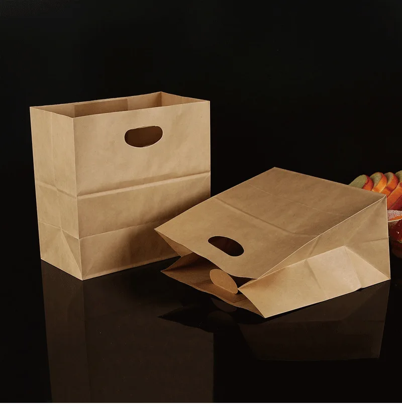 

Kraft paper punch bag 28cmx 15cmx28cm Die Cut Totes [Pack of 10] Kraft Gift, Food Service Bags