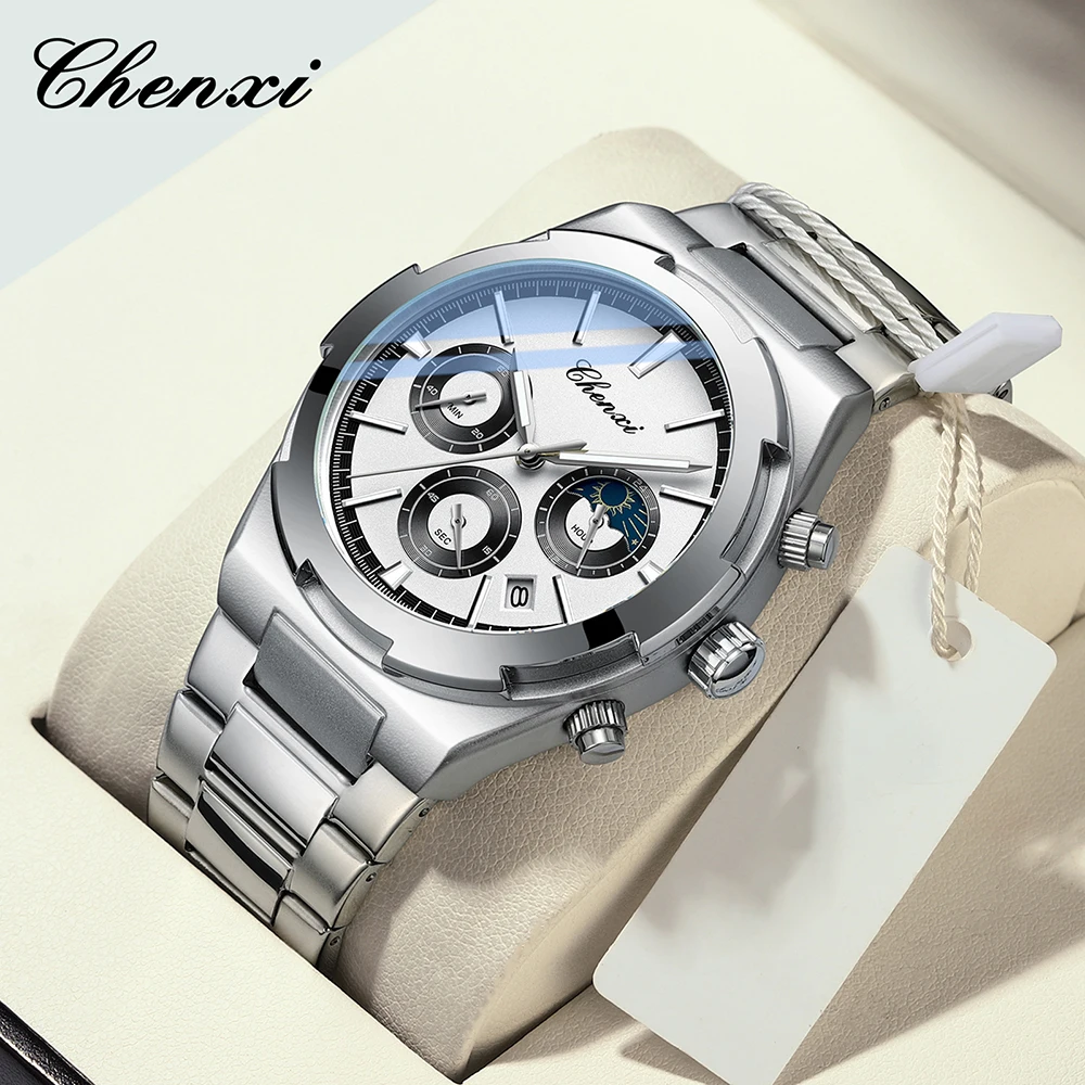 

Relogio Masculino 2024 New CHENXI Mens Watches Stainless Steel Clock Casual Sport 3Bar Waterproof Quartz Watch For Men