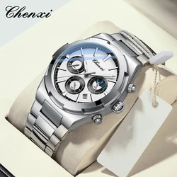 Relogio Masculino 2024 New CHENXI Mens Watches Stainless Steel Clock Casual Sport 3Bar Waterproof Quartz Watch For Men