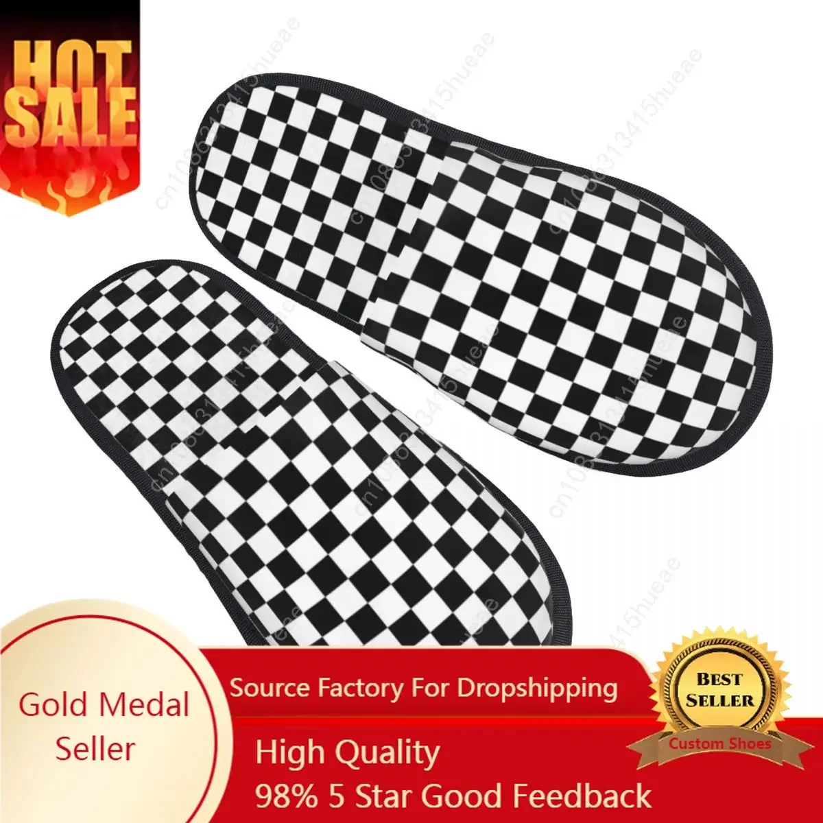 

Checkerboard House Slippers Women Comfy Memory Foam Checkmate Chessboard Slip On Bedroom Slipper Shoes