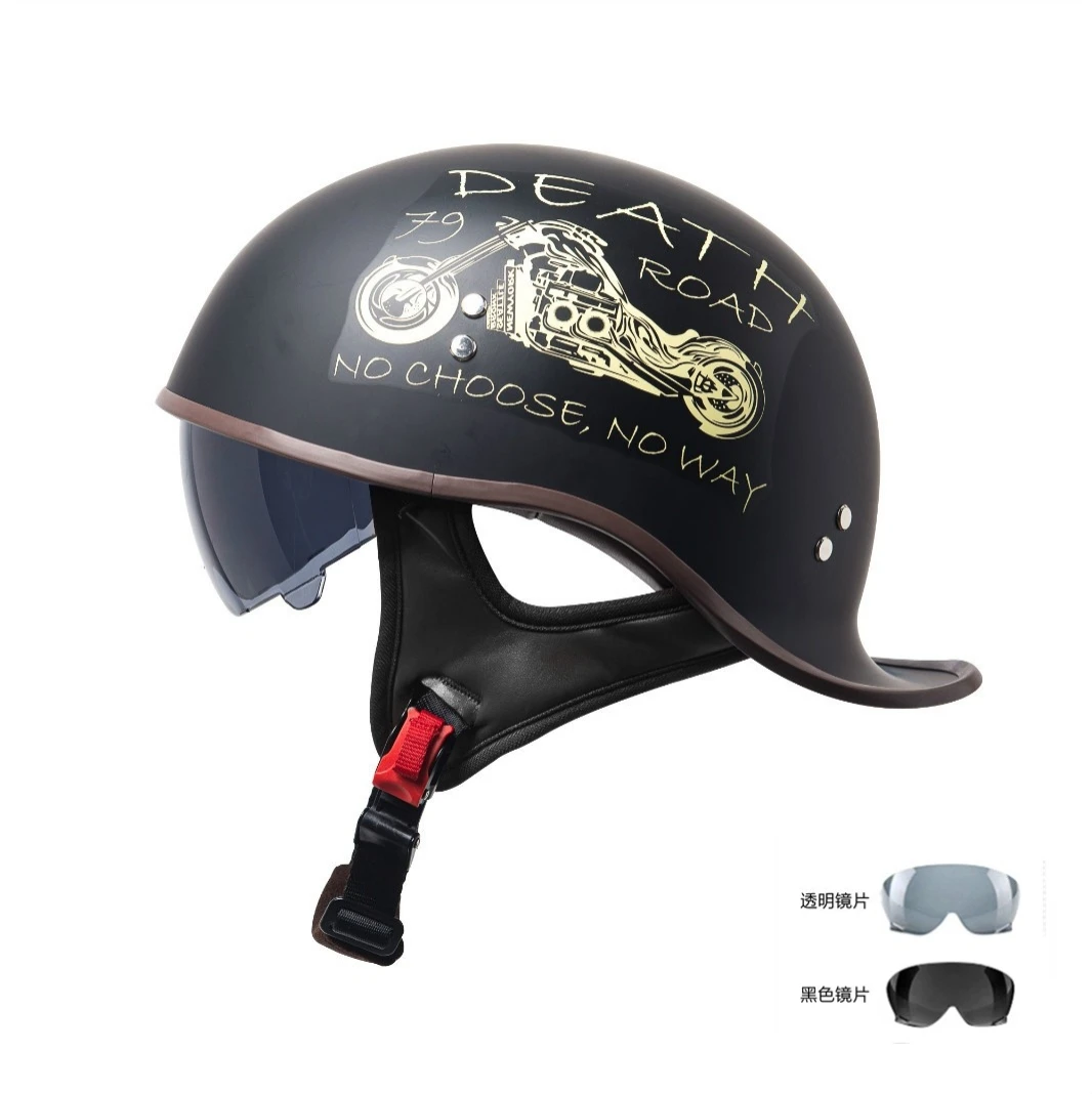 Retro Motorcycle Helmet Unisex DOT Certified Breathable Half Helmet for Cruising American Style Four Seasons Compatible