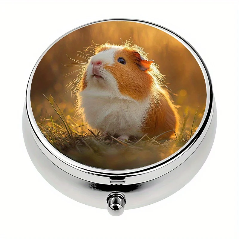 1 pill box, with 3 compartments, cute guinea pig-themed mini pill box, medication storage box, portable pill box, suitable for purse or wallet