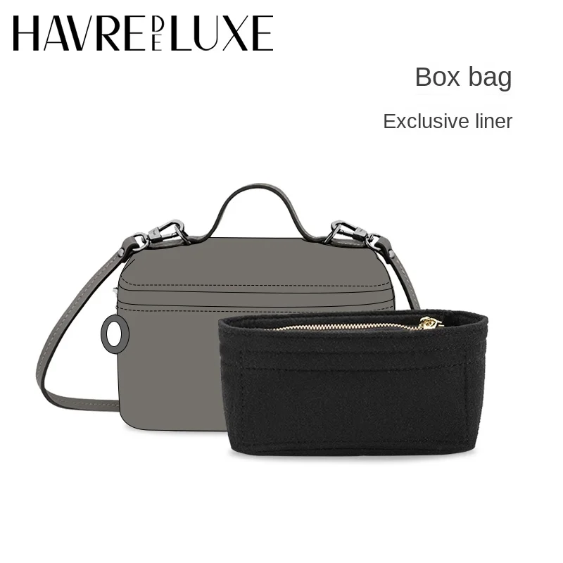 

HAVREDELUXE Bag Organizer For Longchamp Box Purse Liner Support Lining Black Colo