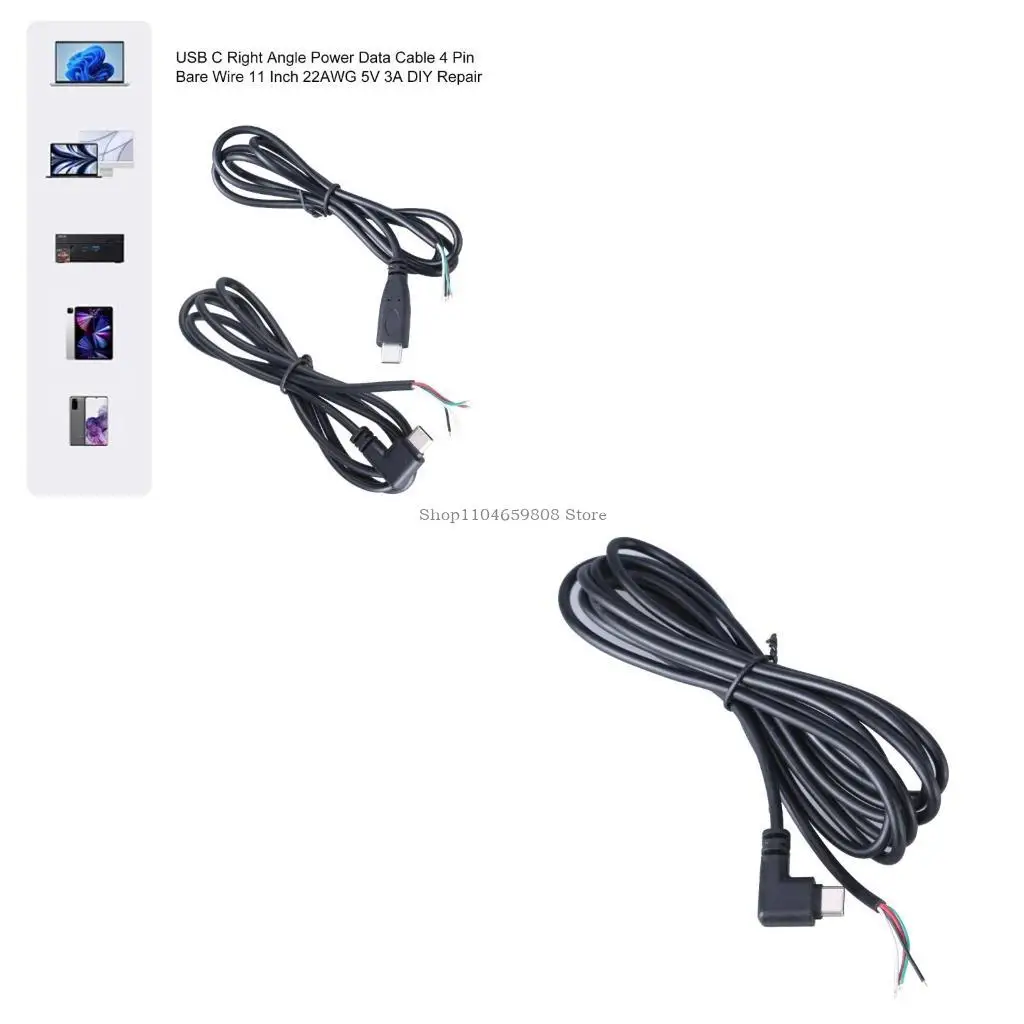 

USB C Power Cable Beb Прямая головка/90 ° мужская заглушка до 4PIN GATE проволоки зарядки проволоки для ремонта устройств 5 В C