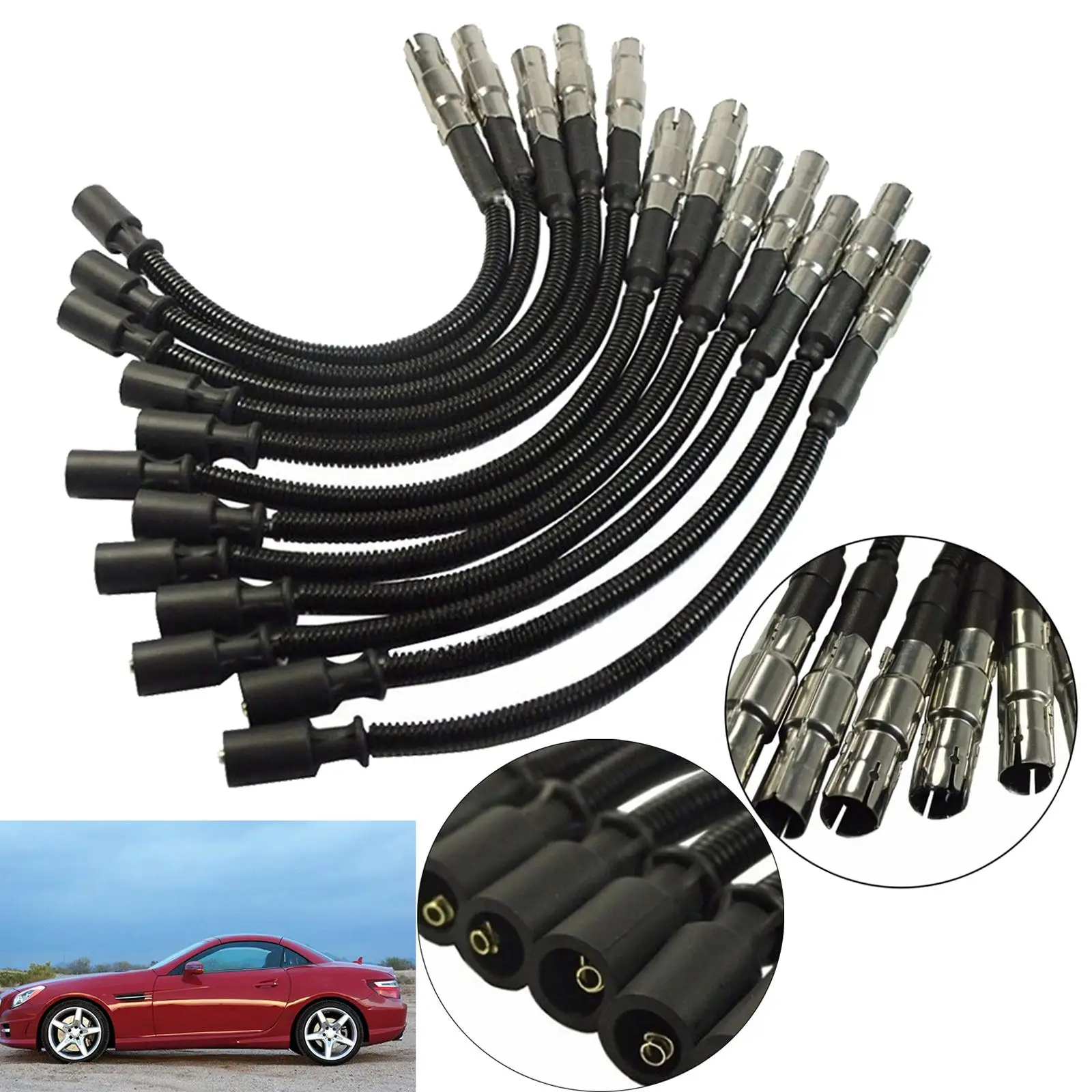 

12Pcs Spark Plug Wires for Mercedes-benz C280 2.8L V6 fi 1998-2000