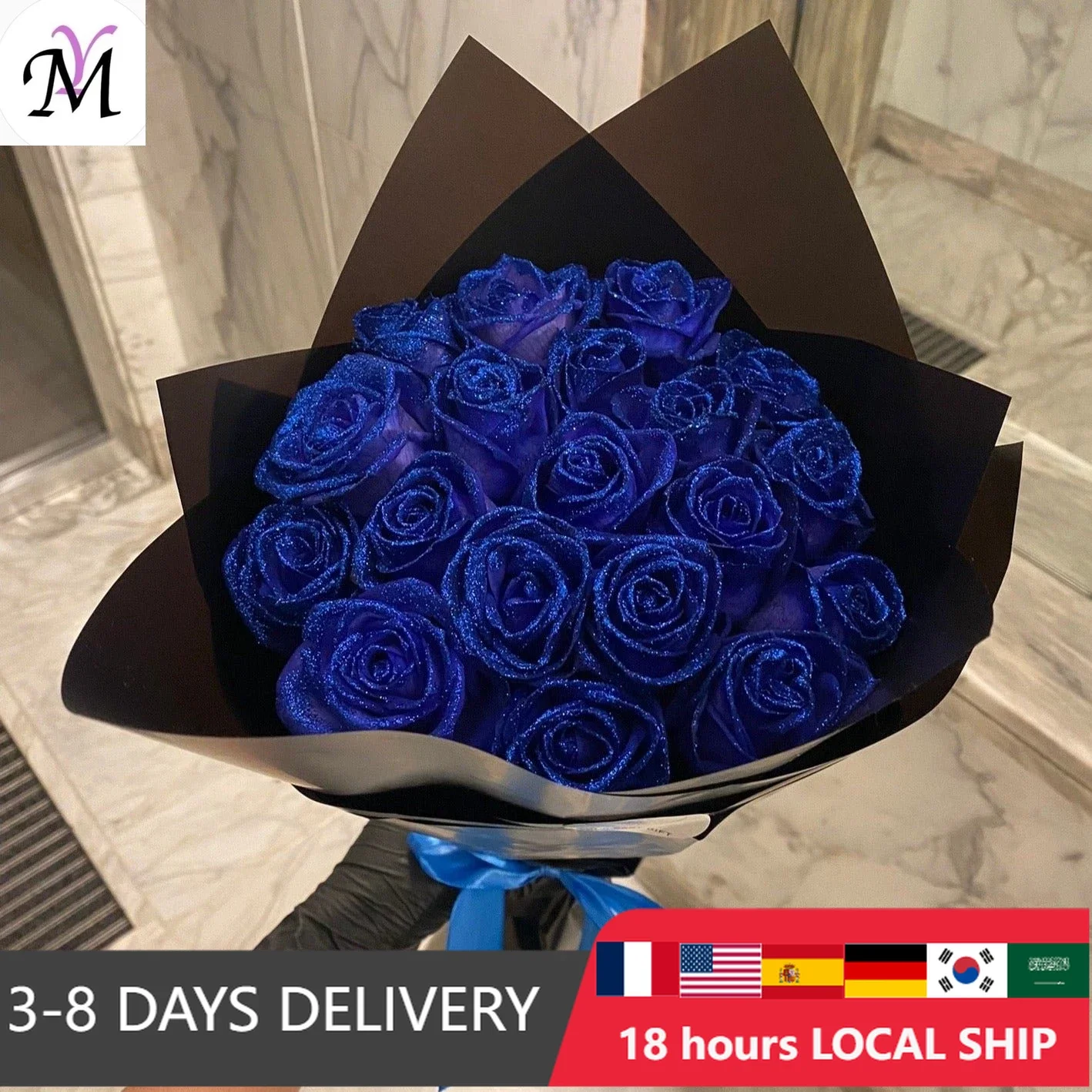 Mother's/Valentine's Day 30/50 pcs 7cm Glitter artificial flower rose girl friend wife DIY bouquet gifts for wedding Birthday