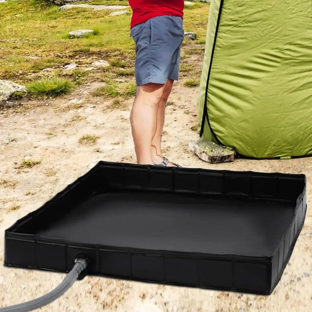 

Foldable Shower Tent Awning Base Waterproof with Outdoor Privacy Foldable Shower Base Keep Feet Clean Black Shower Awning Base