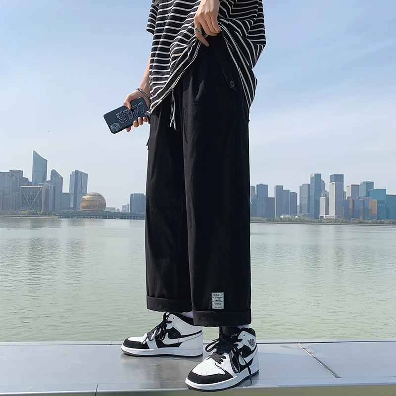 

Loose Straight Leg Workwear Pants Men's Summer Faion Brand Hong Kong Sle Casual Wide Leg Casual Pants All Match