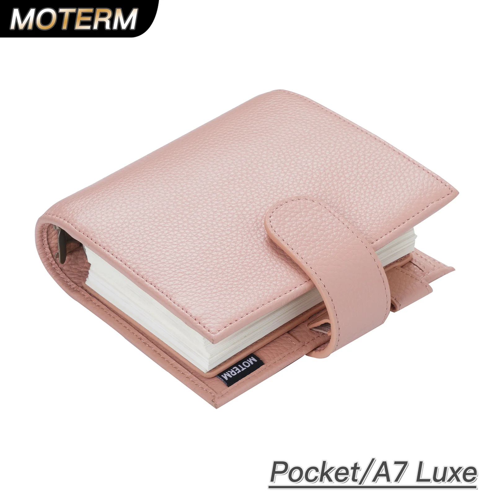 Moterm Luxe 2.0 Series Pocket Size Planner Pebbled Grain Leather A7 Notebook with 30MM Ring Mini Agenda Organizer  Diary Notepad