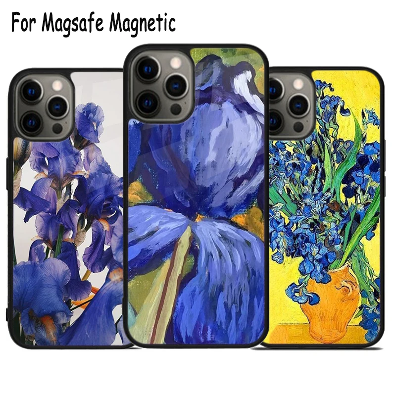 

Чехол для телефона Lilac Irises Paintng Magsafe с беспроводной зарядкой, магнитный бампер для iPhone 15 16 14 13 11 12 Pro Max Plus