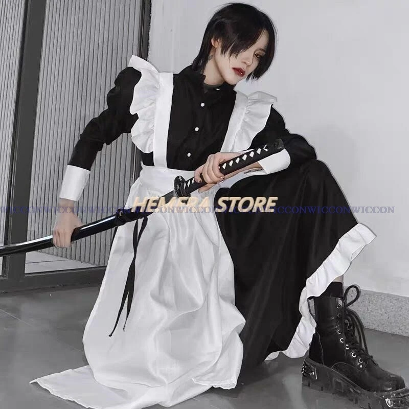 Costumi Anime JJK Women Maid Outfit abito lungo grembiule Dress Lolita abiti uomo abbigliamento Unisex Cafe Costume Cosplay