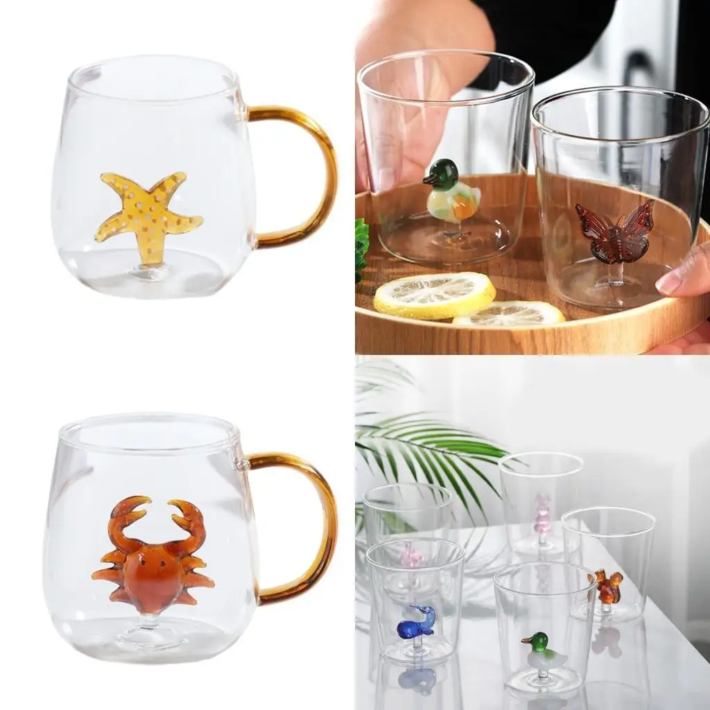   Glass Cup With Creative Pattern Water Mug Suitable For Microwave Dishwasher