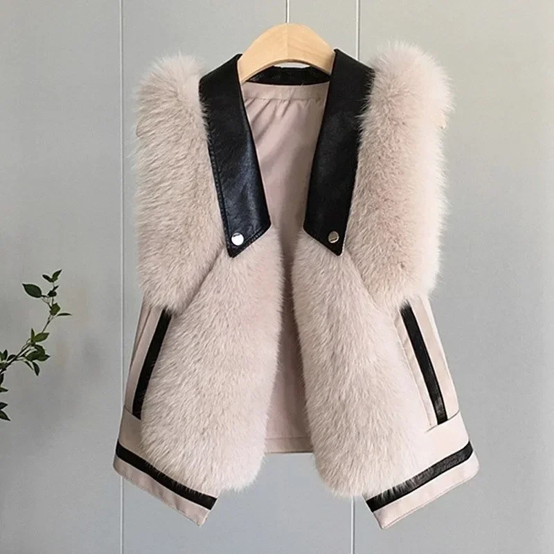 Autumn Winter New Imitation Fox Fur Fur Vest Women Short Waistcoat Young Fashion Slim Fit Outwear Fashion Casual Warm Jacket