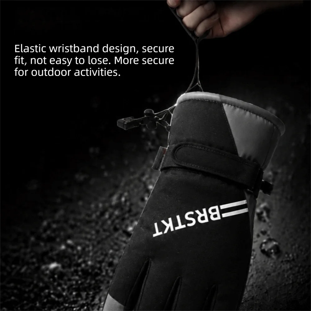 Warm Waterproof Ski Gloves Windproof Fleece Lined Motorcycle Gloves Non-slip Adjustable Cuff Snow Gloves Women