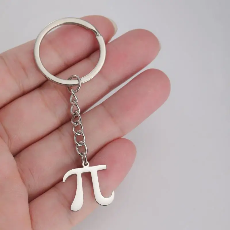 Geometric Symbol Pi Pendant Keychain Stainless Steel Math Jewelry For Math Enthusiast Gift