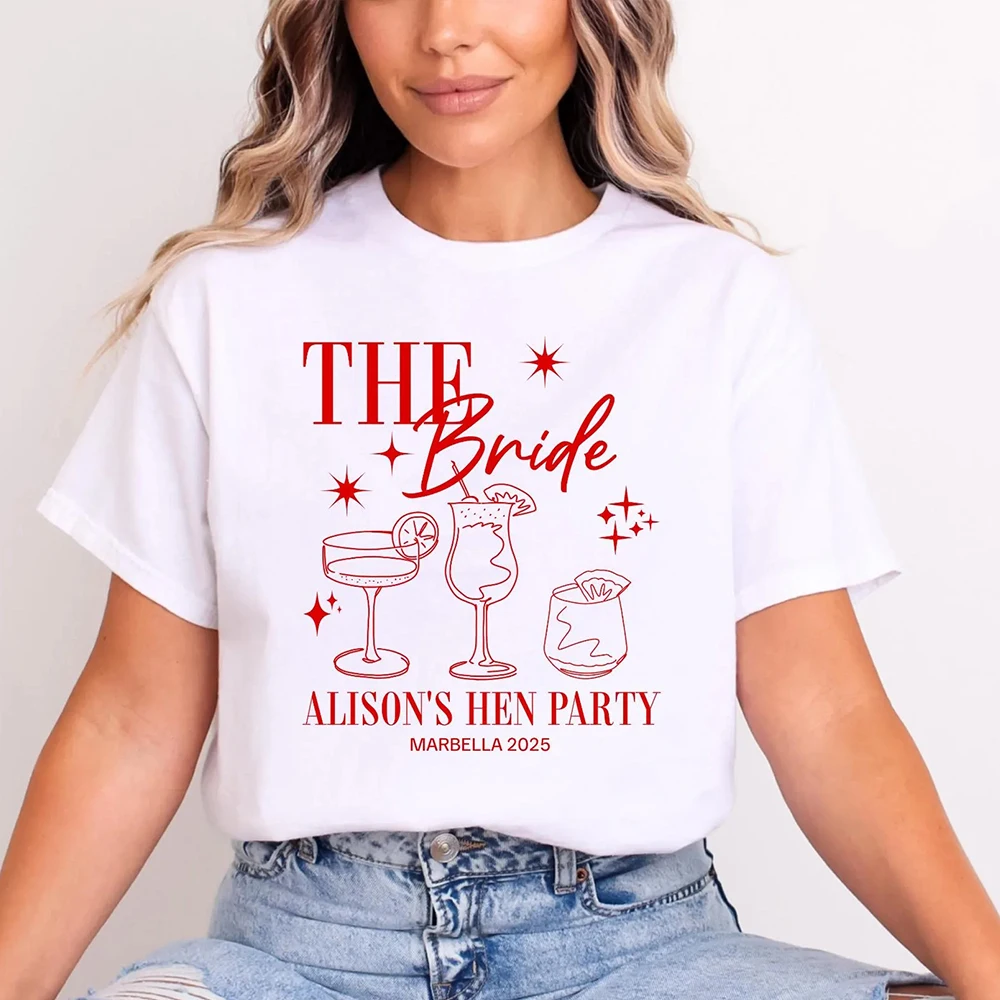 Personalised Hen Party T Shirts Team Bride Bridal Party Shirts Hen Party Tops Y2K Unisex Top Daily Trendy Party Streetwear