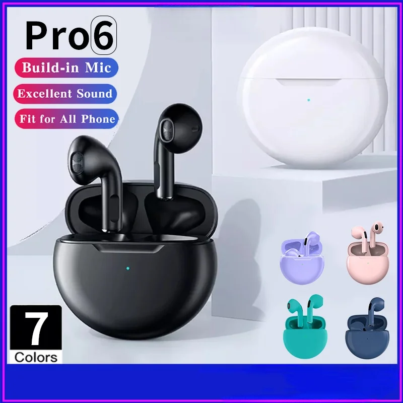 Original Air Pro 6 TWS Wireless Headphones Fone Bluetooth Earphones Mic Pods InEar Earpods Pro6 Earbuds sport Headset For Xiaomi