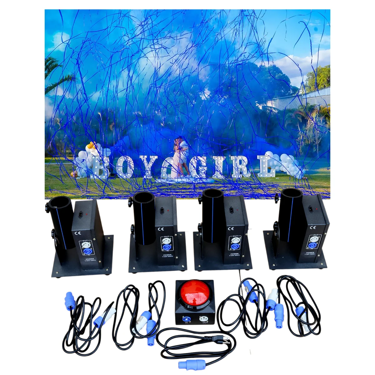 Electric Confetti Cannon for Wedding Birthday New Year Gender Reveal-Eco-Friendly Portable Party Spray with Red Button Control