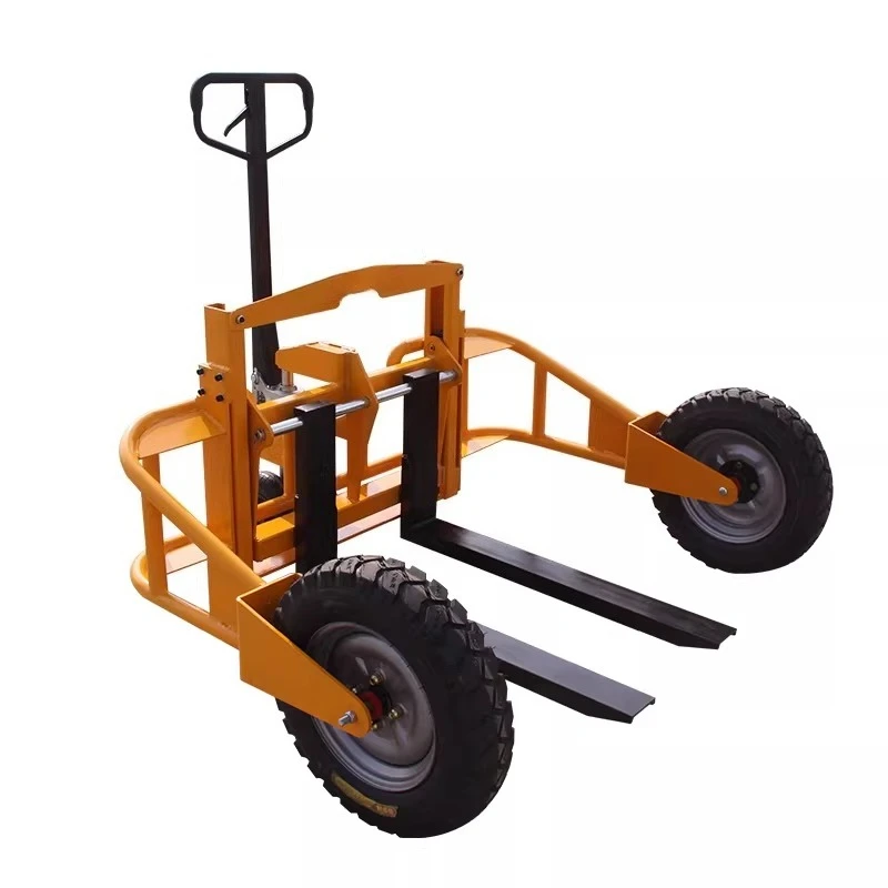 

Ручная гидравлическая тележка для поддонов с большими колесами и подъемными колесами для использования на стройплощадках и на открытом воздухе