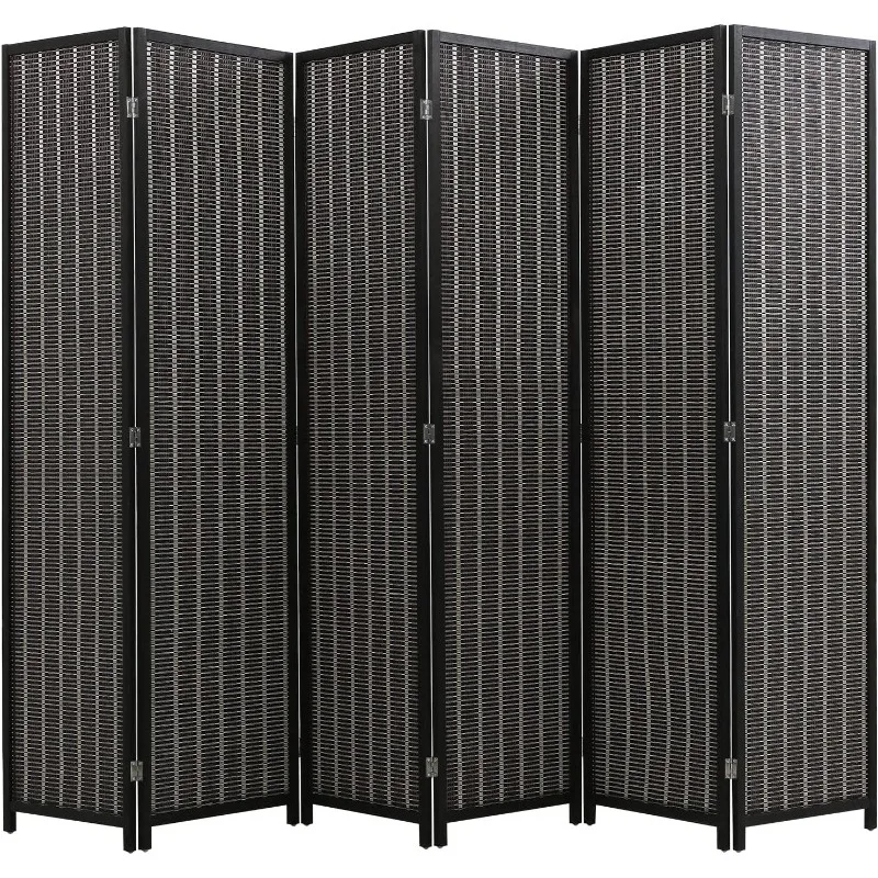 

6 Panel 72 Inch Room Divider Bamboo Folding Privacy Wall Divider Wood Screen for Home Bedroom Living Room, Black