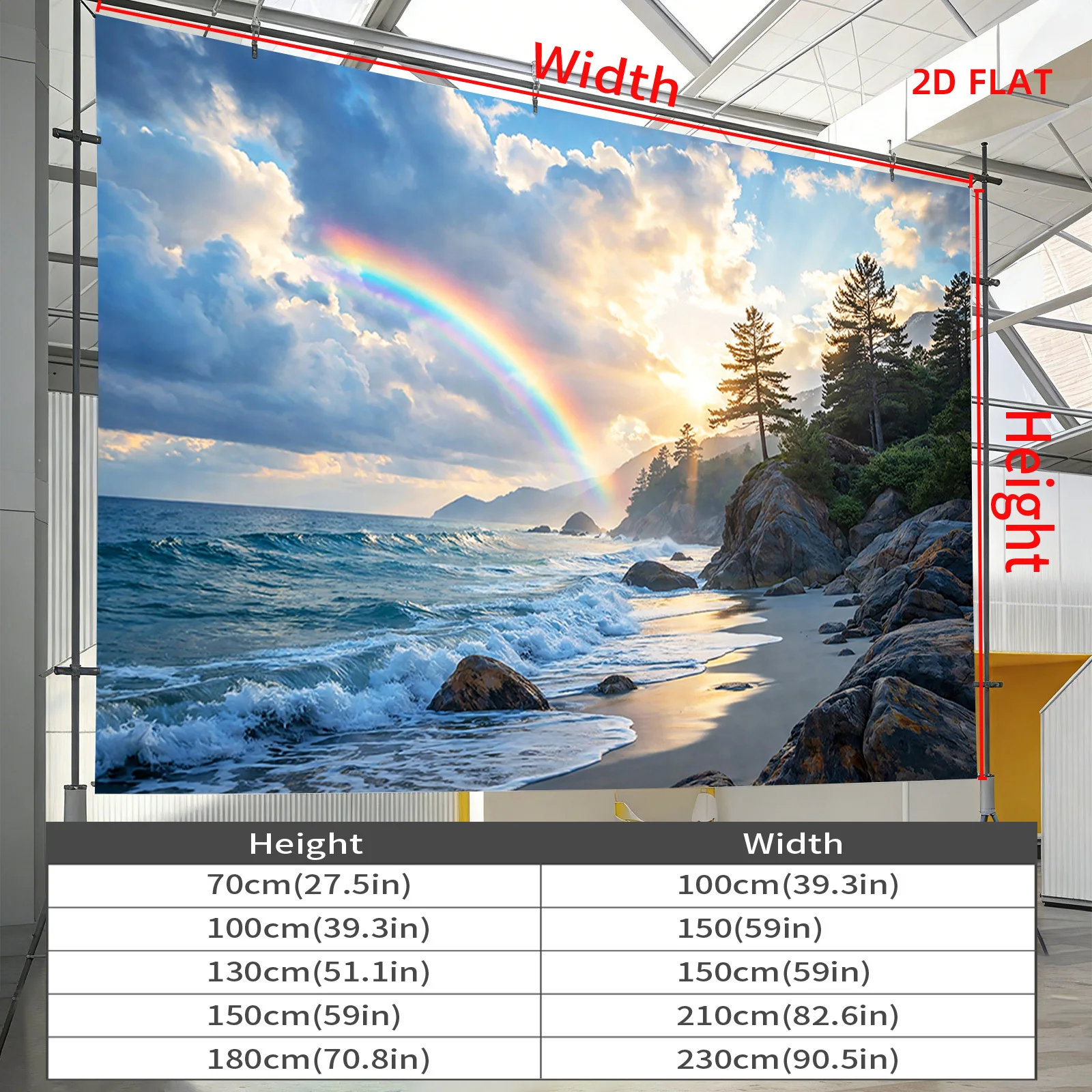 Large Rainbow Ocean Sunset Wall Tapestry Abstract Coastal Beach Art Print Tropical Landscape Decor for Bedroom Living Room Home