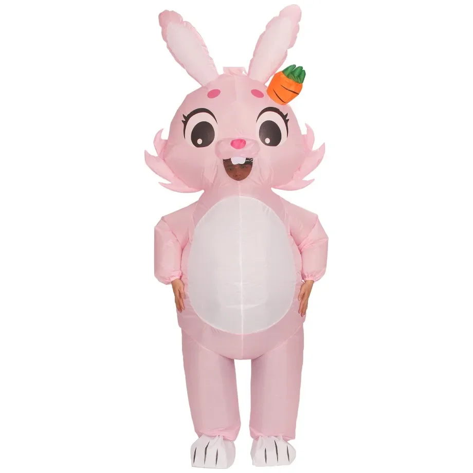 Annual Carnival Easter Cartoon Doll Adult Cosplay Cute Carrot Headdress Pink Rabbit Inflatable Costume