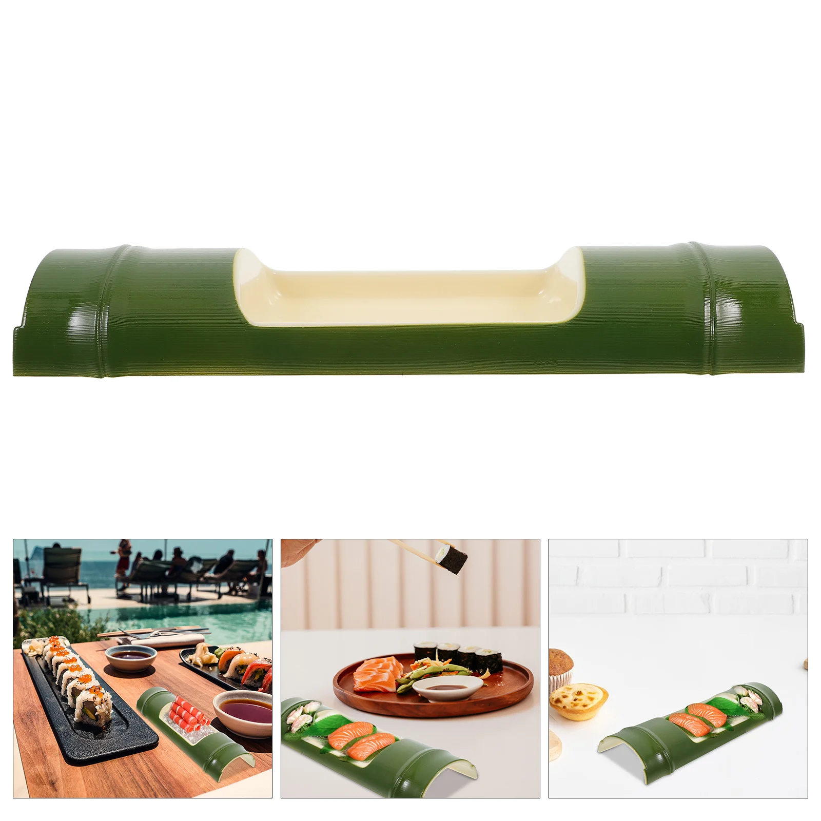 

Sashimi Serving Plate Bamboo Shape Classic ABS Sushi Holder Practical Food Tray for Restaurants Hotels Family Dinners